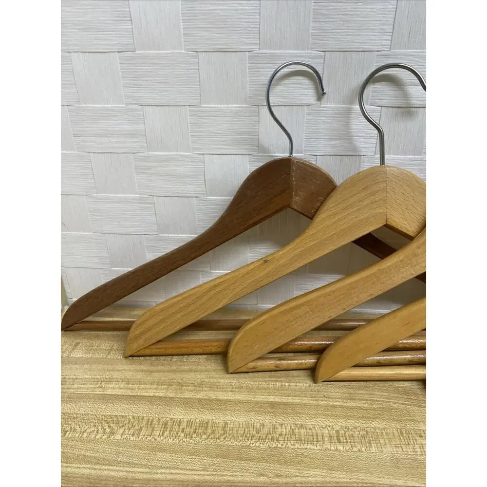 Quality Wooden Hangers - Slightly Curved Hanger Set - Solid Wood 5 Natural